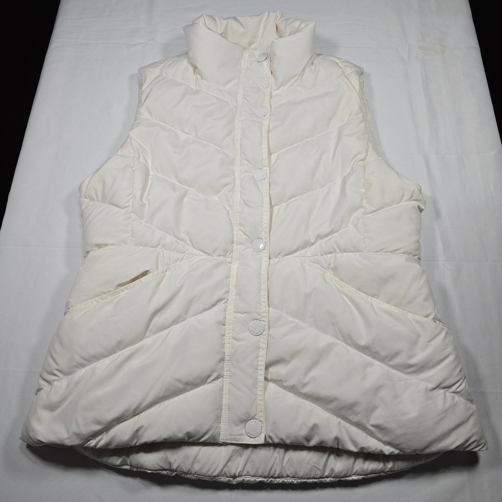 J.Crew Down Puffer Vest Women's M Ivory Quiet Luxury Preppy Winter Sherpa